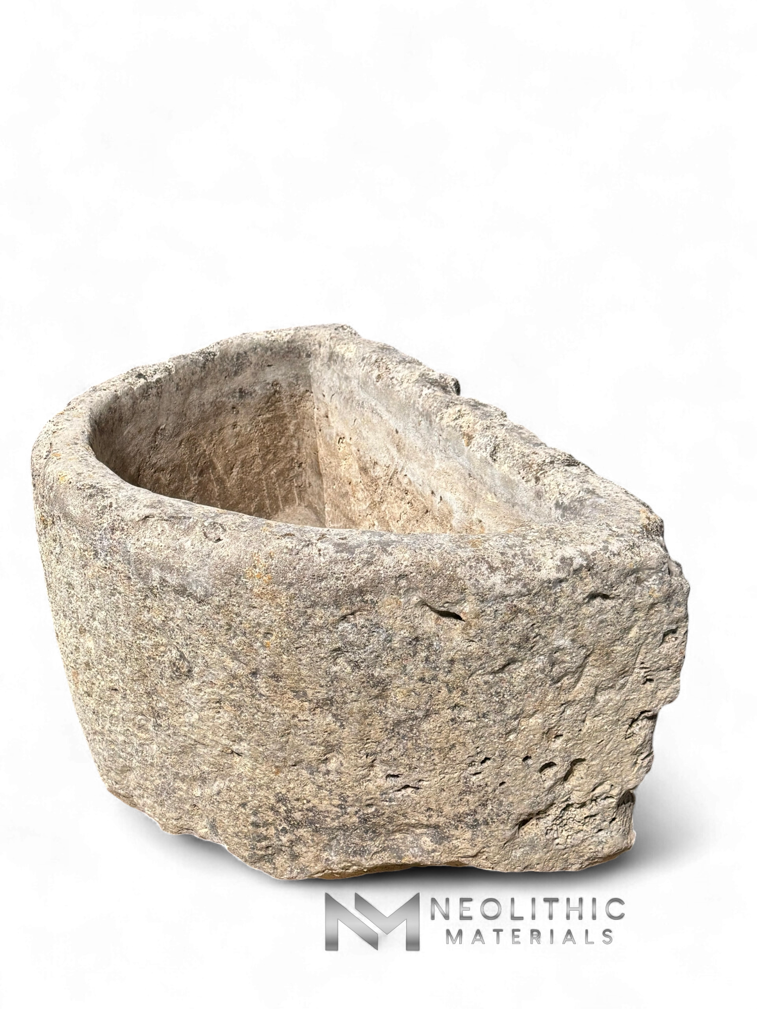 Antique French Limestone Half Moon Trough - Image 3